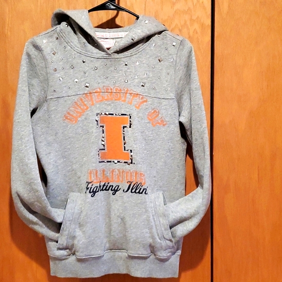Pink University Of Illinois, Size Small, Gray/Orange/Silver Hoodie - Picture 6 of 6